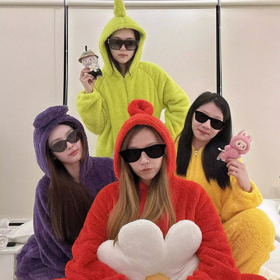 HHYRCOS Teletubbies Tinky Winky Laa-Laa Pyjama Kostüm, Einteiler, Lila - Bild 2