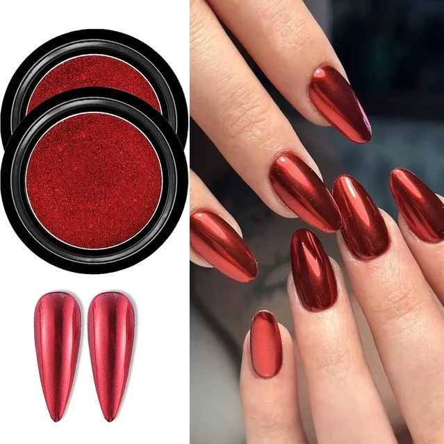 SWEET TREND Nagelglitzer Pulver, Metallic, Rot, Holographisch - Bild 1