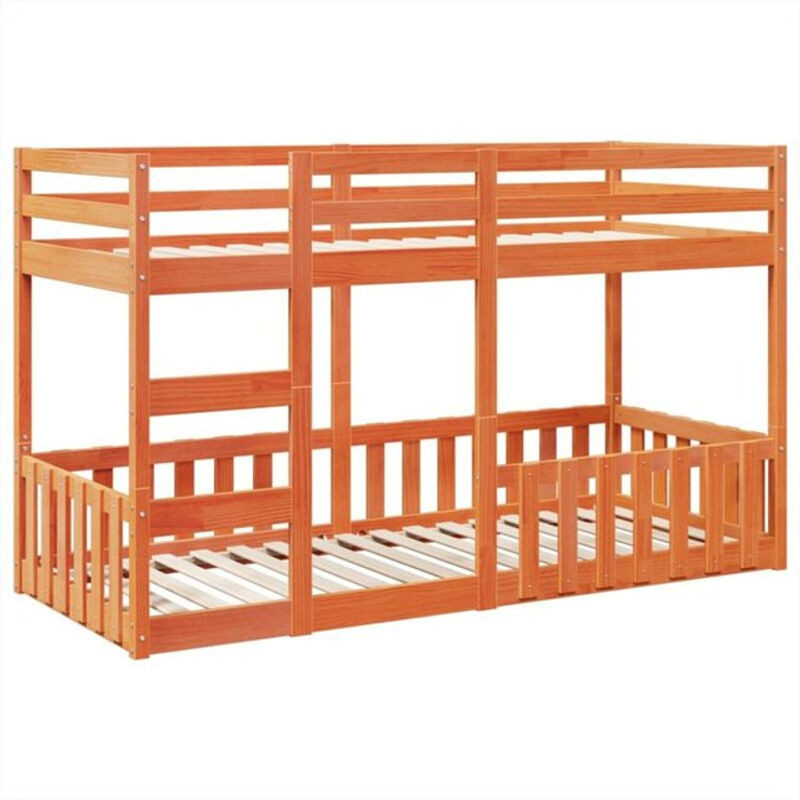 Vidaxl Etagenbett aus Massivholz Kiefer in Braun im Landhausstil, B/T/H: 80 x 200 cm - Bild 1