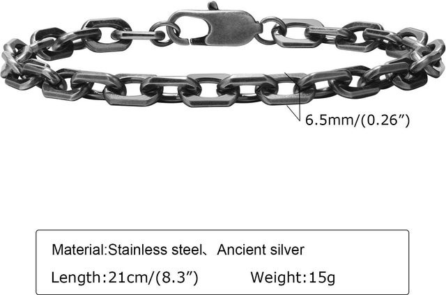 Lucky Star Jewelry Kettenarmband Edelstahl, Grau, Zirkonia, Herren - Bild 1