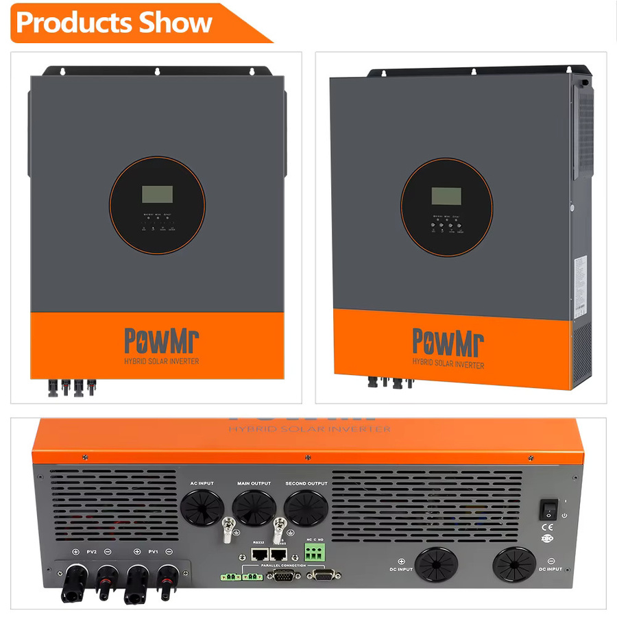 PowMr Hybrid-Solarwechselrichter mit 11 kW, 48 V, 220 V, MPPT 150 A Solarregler, rein sinusförmiger Ausgang, duale PV-Ausgänge für 500-V-Solarmodule und WLAN, Grau - Bild 7