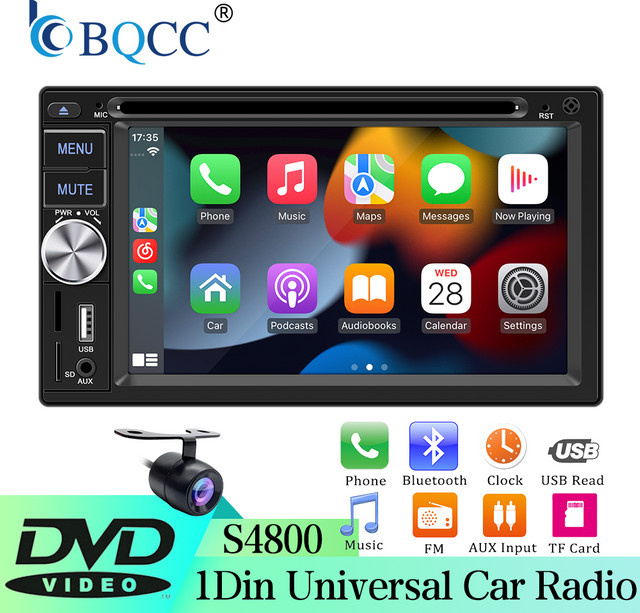 BQCC 2Din Auto-DVD-Player Multimedia-Stereoanlage mit CarPlay, Android Auto, Bluetooth, FM/AM Radio, USB und AUX in Schwarz - Bild 1