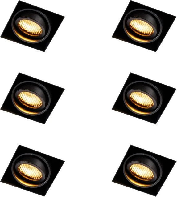 QAZQA Set mit 6 verstellbaren Rahmenlosen Einbaustrahlern in Schwarz - Bild 1