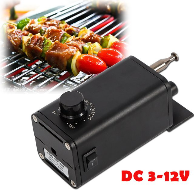 Bymaocar Tragbarer BBQ-Grill-Motorsatz in Schwarz mit 15W Kupferdrahtmotor und Dual-Power-Funktion für Auto und Adapter inklusive EU-Stecker - Bild 1
