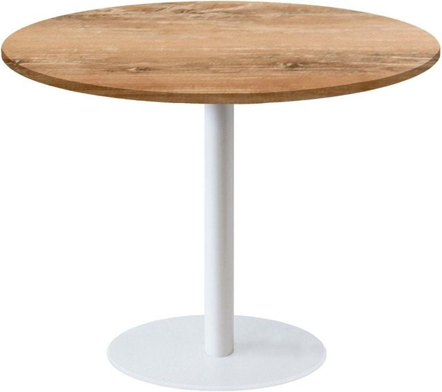 RestooTab Tisch Rome XL rund in Eiche Antik mit schwarzem Gestell, Durchmesser: 120 cm, Höhe: 75 cm - Bild 1