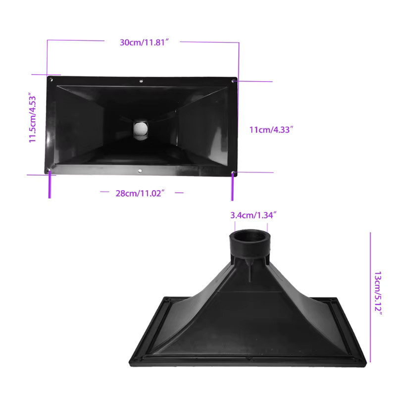 Hochtöner Lautsprecher Zubehör Höhenhorn in Schwarz für Heimkino HiFi Karaoke und Professional Mixer Audio, Breite: 30 cm, Höhe: 11,5 cm - Bild 3