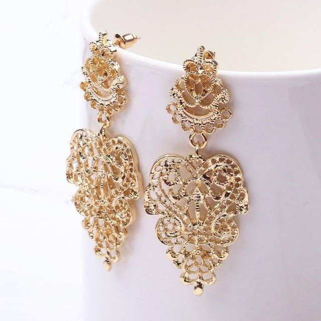 Ohrringe Blume, Messing, Gold, Damen - Bild 1