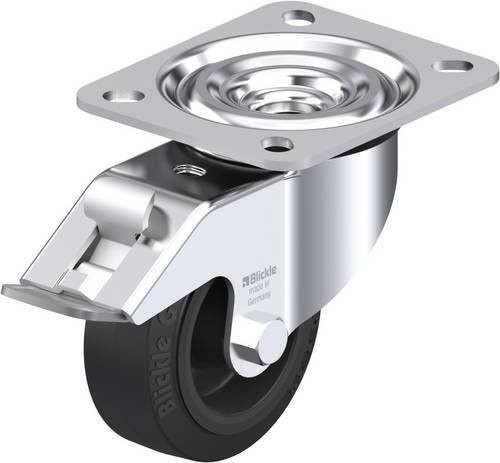Blickle L-POEV 80G-FI Lenkrolle mit Feststeller in Schwarz und Silber, Rad-Durchmesser: 80 mm, Tragfähigkeit: 140 kg - Bild 1