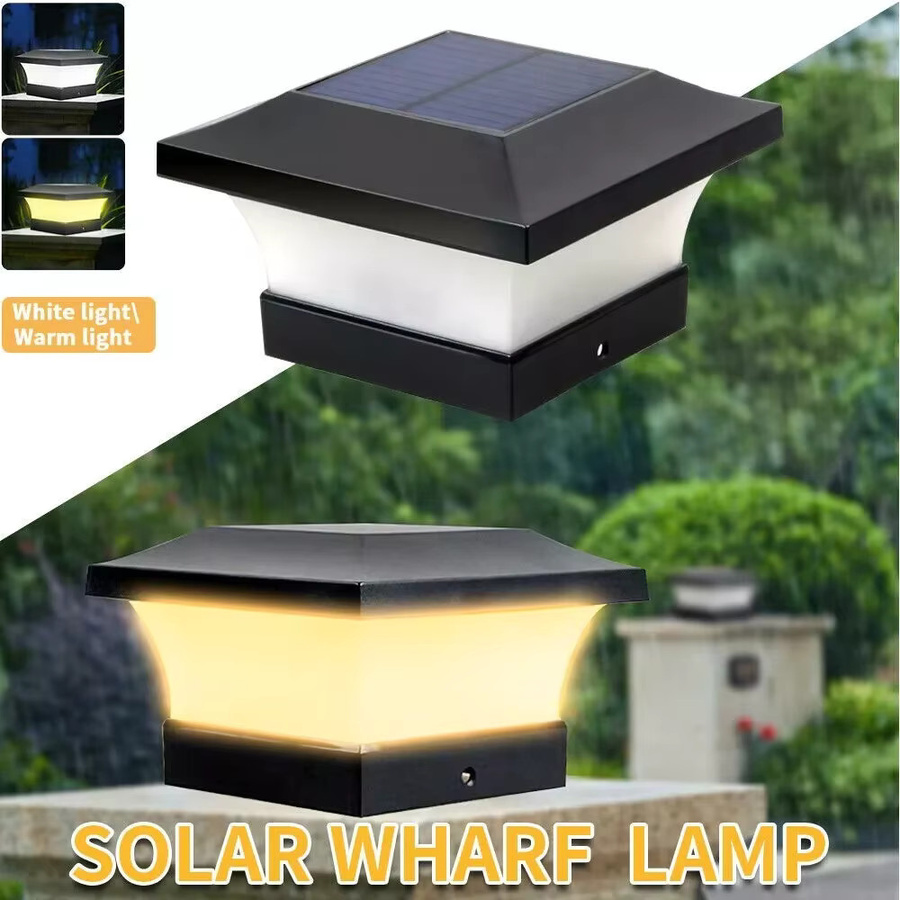 Crepow Solar LED Zaunleuchte IP65 wasserdicht für Garten und Terrasse, Schwarz, B/T/H: 9,4 x 9,4 x 15,0 cm - Bild 3