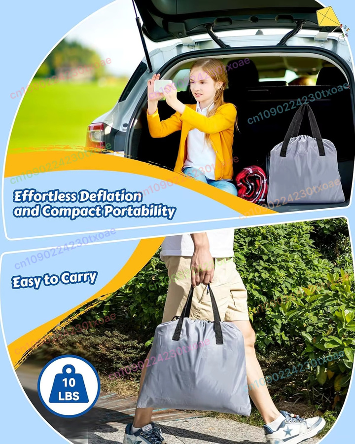 Aufblasbares Reisebett aus PVC in Blau für Kleinkinder und Kinder mit Tragetasche für Camping und Garten, B/T/H: 205,74 x 114,3 x 56,9 cm - Bild 4