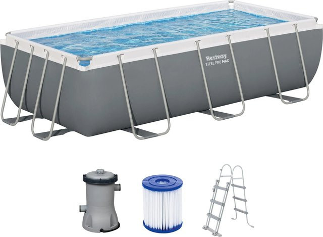 Bestway Steel Pro MAX Rechteckiger Pool in Grau mit Filterpumpe, B/T/H: 404 x 201 x 100 cm - Bild 1