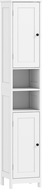 HOMCOM Hochschrank für Bad und Wohnzimmer mit 2 Schränken und 2 offenen Regalen, Weiß, B/T/H: 30 x 30 x 170 cm, Aosom - Bild 1