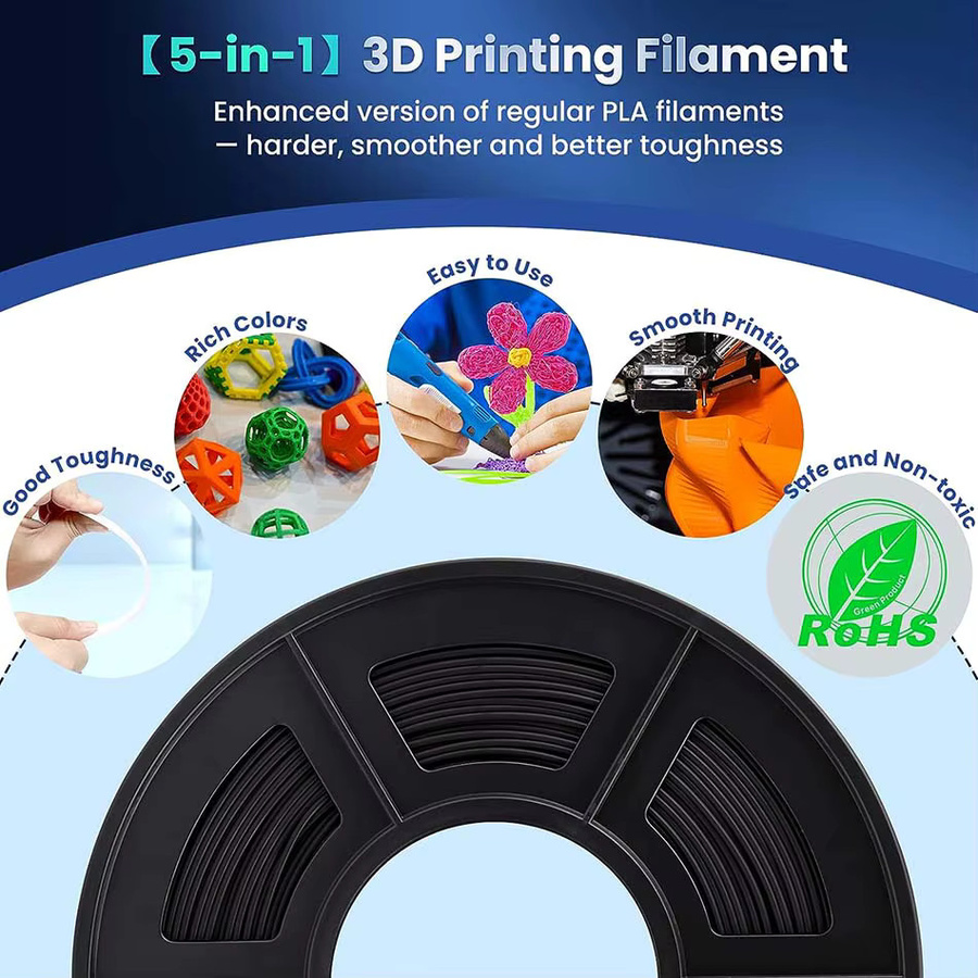 JAYO PLA Plus 3D-Drucker-Filament 1,75 mm, 5 Rollen Multicolor, 5,5 kg (1,1 kg pro Rolle) für FDM-Drucker - Bild 7