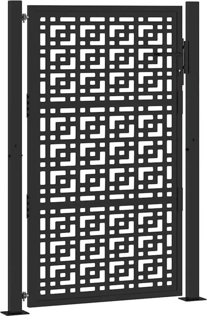 vidaXL Gartentor aus verzinktem Stahl in Schwarz mit Kreuz-Design, Breite: 110 cm, Höhe: 155 cm - Bild 1