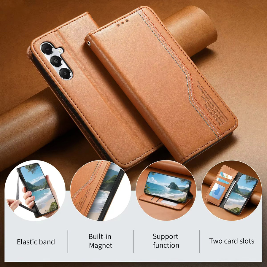 Retro Leder Flip Wallet Handyhülle mit Kartenfächern für Samsung Galaxy S25 Edge Ultra S24 FE A55 A35 A25 A15 A05 A06 A16 A26 A56 A36 in Braun - Bild 5