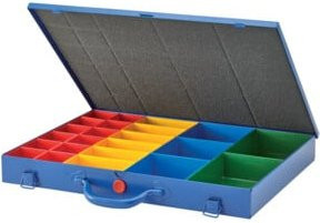 Sortimentskasten in Blau und Multicolour mit 23 Einsätzen aus Stahl, B/T/H: 44,0 x 33,0 x 6,6 cm - Bild 1