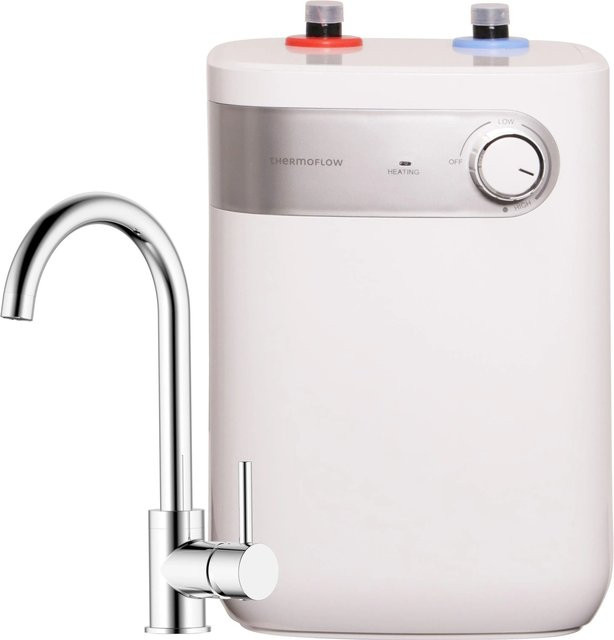Thermoflow Untertischsspeicher mit Niederdruckarmatur Ovalis, Weiß, 5 Liter - Bild 1