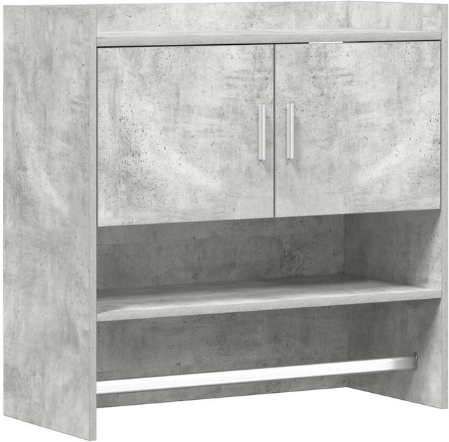 vidaXL Wandregal in Betongrau mit Rückwand und Kleiderstange, modern, B/T/H: 80 x 36 x 80 cm - Bild 1