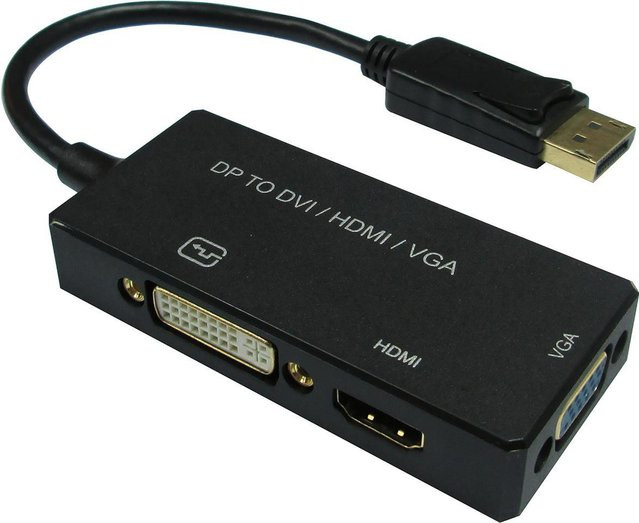 VALUE Videokonverter DisplayPort auf HDMI, DVI und VGA in Schwarz - Bild 1