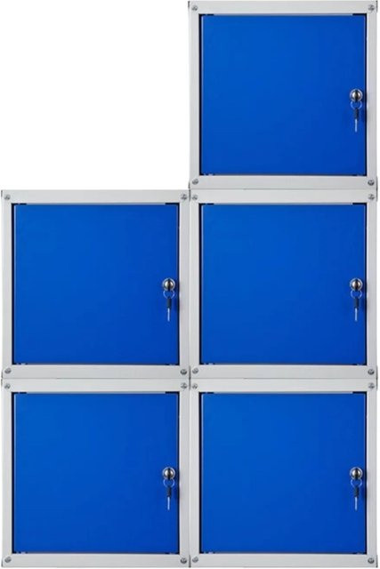 PROREGAL Cubic Schließfachwürfel Set aus Metall, 5 Stück, Grau-Blau, H x B x T: 35 x 35 x 35 cm - Bild 1