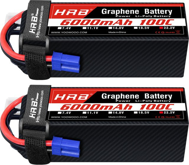 HRB 6S Graphene LiPo Drohnenbatterie mit EC5-Anschluss, 22,2 V, 6000 mAh, 100C, Schwarz - Bild 1
