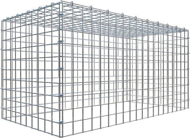 Gabiona C-Ring Anbaukorb Typ 3 in Silbergrau, Maschenweite 5 x 5 cm, B/T/H: 50 x 100 x 50 cm - Bild 1