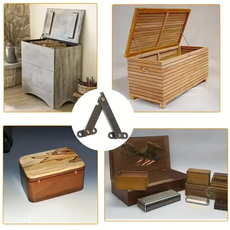 XMSJ 6er Set rustikale Klappdeckelstützen in Bronze und Braun mit verstellbarer Haltefunktion für Schränke - Bild 3