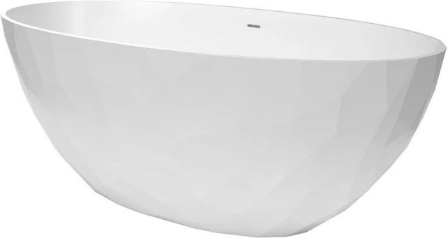 Freistehende Badewanne aus Gussmarmor von Swiss Aqua Technologies in Weiß mit Siphon und Füßen, B/T: 167 x 82,3 cm - Bild 1