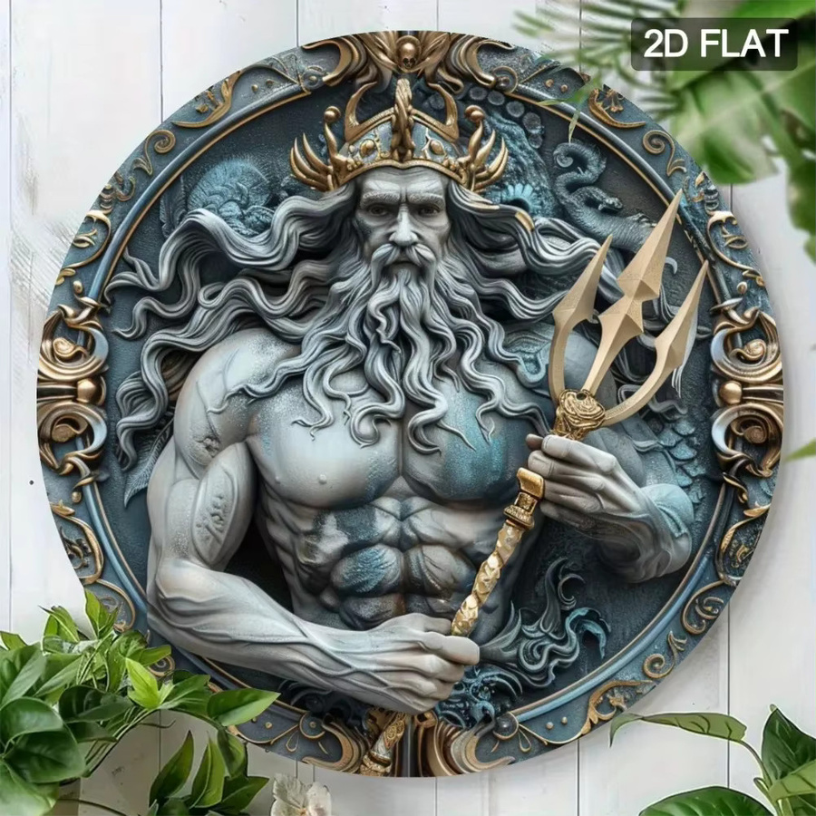HELLOYOUNG Poseidon Wandkunst aus Metall, runde maritime Dekoration in Multicolour, Durchmesser: 20,0 cm - Bild 2
