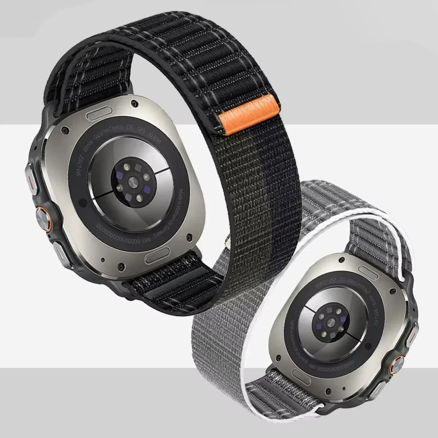 CAOWTAN Uhrenarmband Nylon, Schwarz, Unisex, für Samsung Galaxy Watch Ultra 47mm - Bild 2