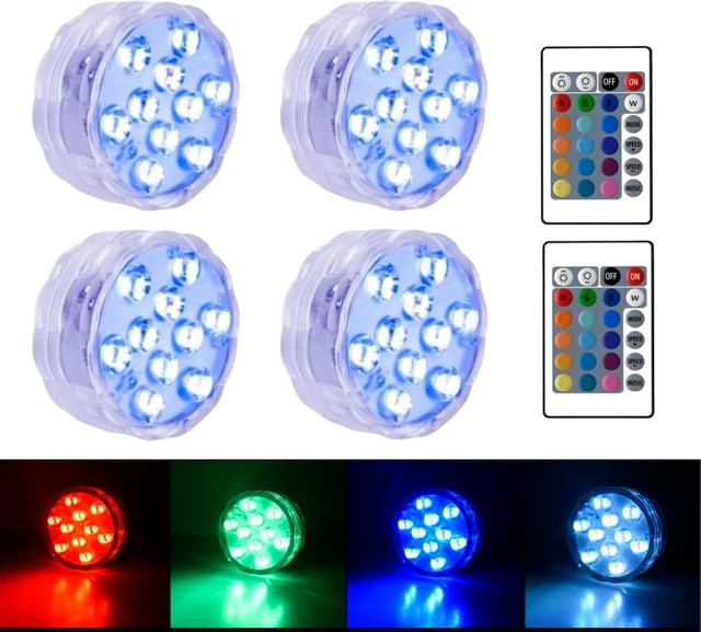 Ammtoo RGB LED Unterwasser Licht mit 10 LEDs, batteriebetrieben, Multicolor, transparent, für Garten, Schwimmbad und Dekoration - Bild 1