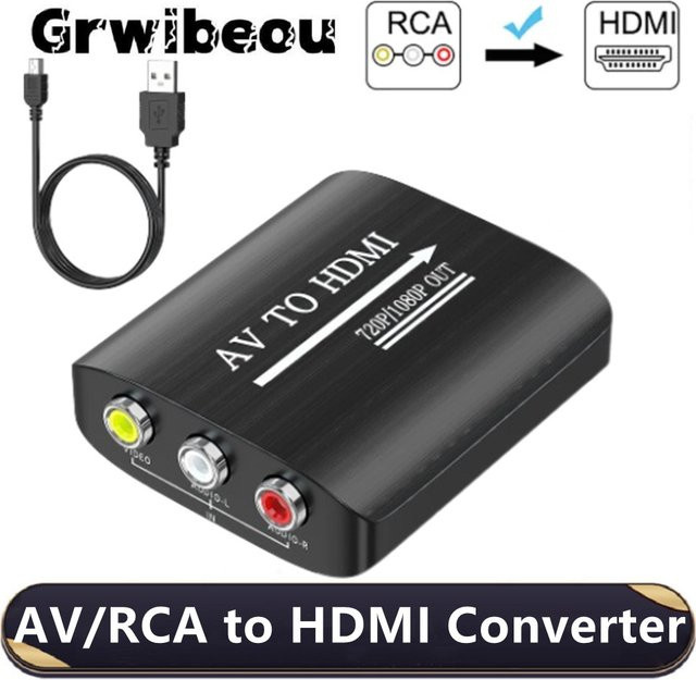 GRWIBEOU AV zu HDMI Konverter mit USB-Kabel, HD 1080P RCA zu HDMI Composite Adapter in Schwarz - Bild 1