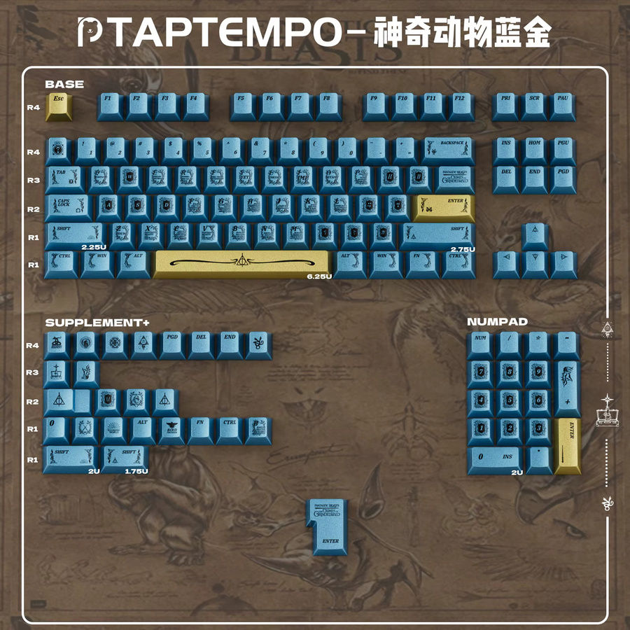 Venit Keys Tastenkappen Set mit Tier-Design im Cherry-Profil aus PBT in Blau Metallic - Bild 5