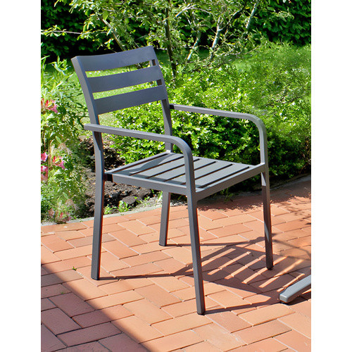 Garden Pleasure Stapelstuhl Treviso Aluminium mit Armlehnen 4er Set Anthrazit B/T/H: 55 x 63 x 88 cm - Bild 3