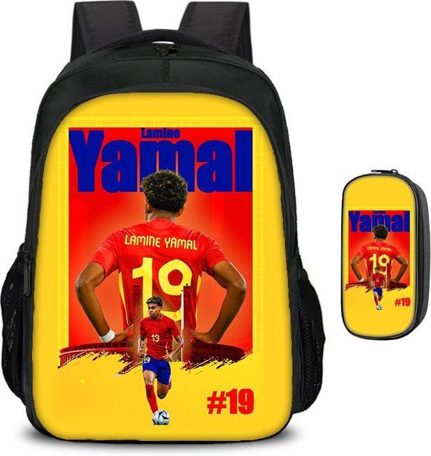 Fancy Style Studio Schulrucksack Set mit Federmäppchen Gelb im L-Lamin Yamal Fußballstar Design - Bild 1