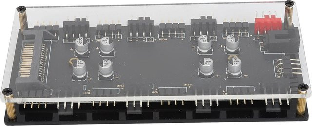 Igeteck 2 in 1 ARGB PWM Hub 12V 4PIN mit Temperatursteuerung und Geschwindigkeitsregulierung in Grau - Bild 1