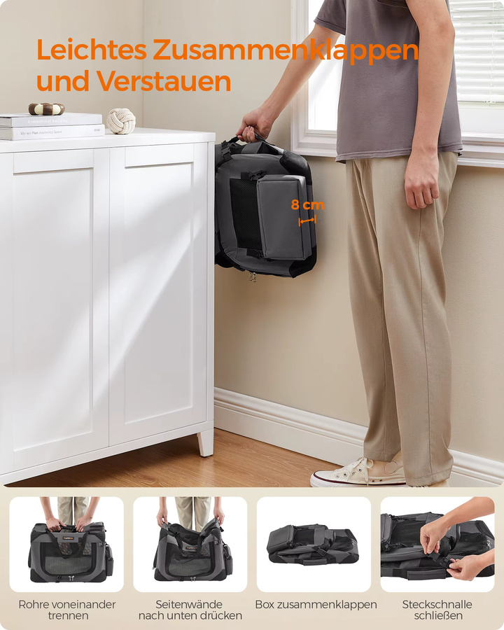 FEANDREA Tiertransporttasche XXL aus Oxford-Gewebe und Netzstoff, Schwarz, bis 50 kg - Bild 3