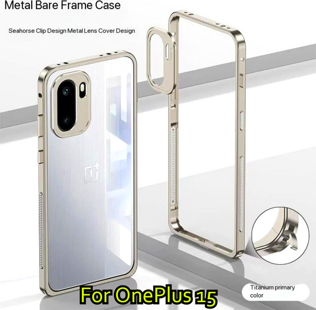 Ultraleichte Hybrid-Handyhülle aus Aluminium und Silikon für OnePlus 15 ACE 6 5 Pro in Grau und Silber mit Metallkamera-Schutz - Bild 1