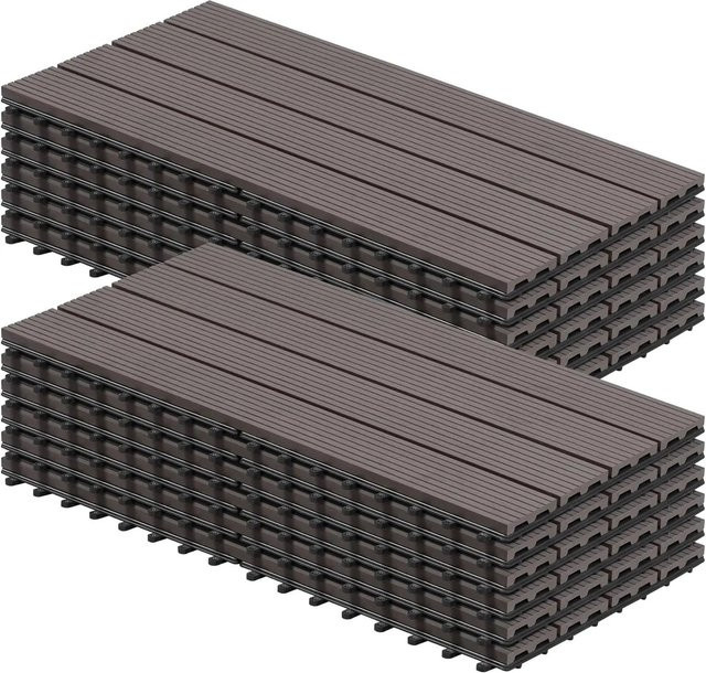 WOLTU WPC Terrassendielen Holz-Optik Farbe Coffee B/T: 30 x 60 cm, 12 Stück/2 m² - Bild 1