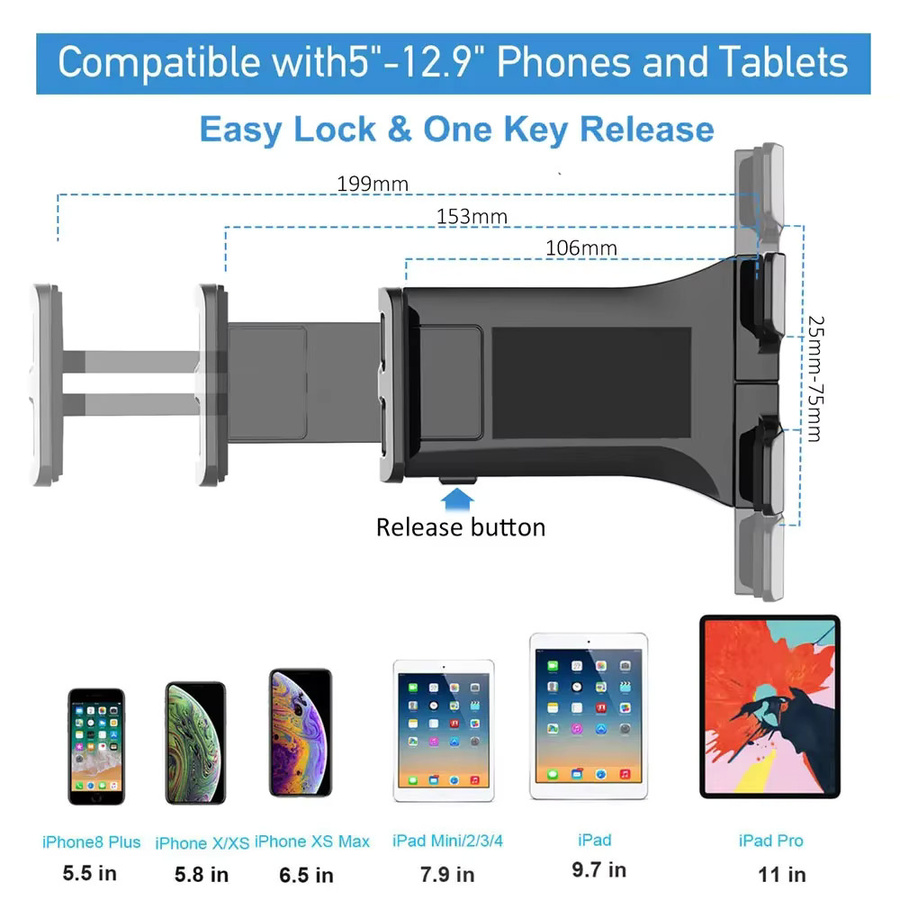 Maerknon Einstellbare Tablet und Smartphone Halterung in Schwarz, Klappbarer Wand- und Desktop-Ständer für iPad, iPhone, Huawei und Xiaomi - Bild 6