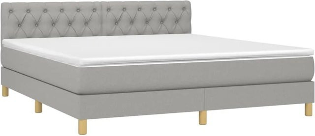 vidaXL Boxspringbett mit Matratze in Hellgrau, Hybridbett mit LED-Unterbettbeleuchtung und USB-Ladeport, B/T: 160 x 200 cm - Bild 1
