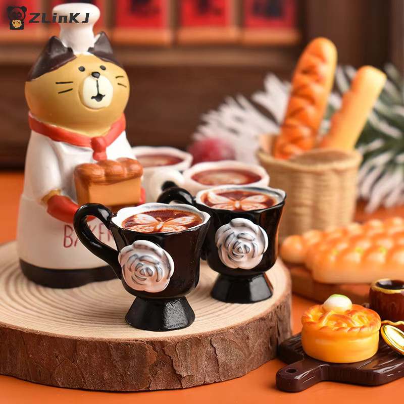 MYPANDA Miniatur Puppenhaus Rose Kaffee Tasse Getränke Küche Lebensmittel, 3-teiliges Set, Zubehör - Bild 2