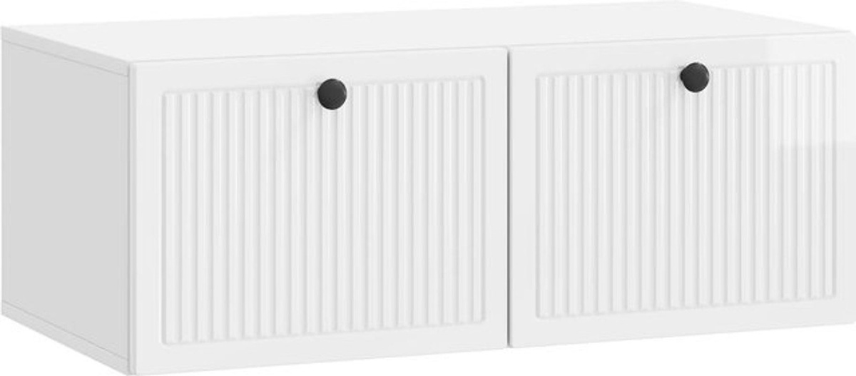 Wandmontierter TV-Schrank vidaXL in Weiß Hochglanz, Modernes Design mit Drehtüren, B/H/T: 78,5 x 30 x 41 cm - Bild 1