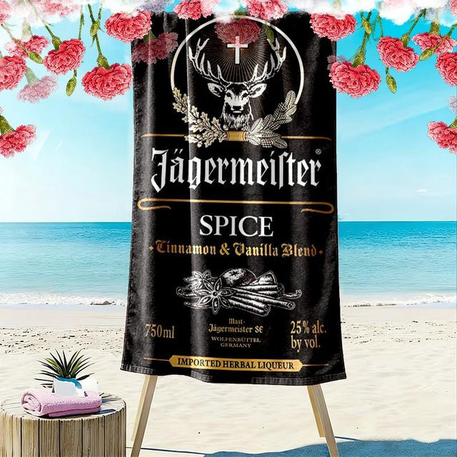 Jägermeister Splash Strandtuch von Yangyang Selection, schnelltrocknendes Badetuch für Strand und Camping, Mehrfarbig, Breite: 80 cm, Länge: 160 cm - Bild 1
