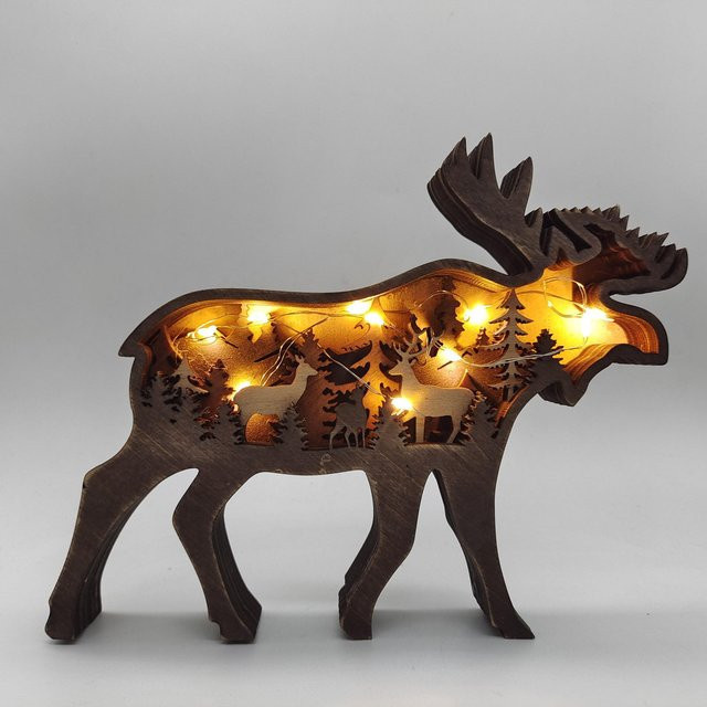 DIY Holz Ornament Elch und Braunbär in Braun als moderne Tischdekoration für dein Zuhause oder als Weihnachtsgeschenk von Household supplies MH - Bild 1