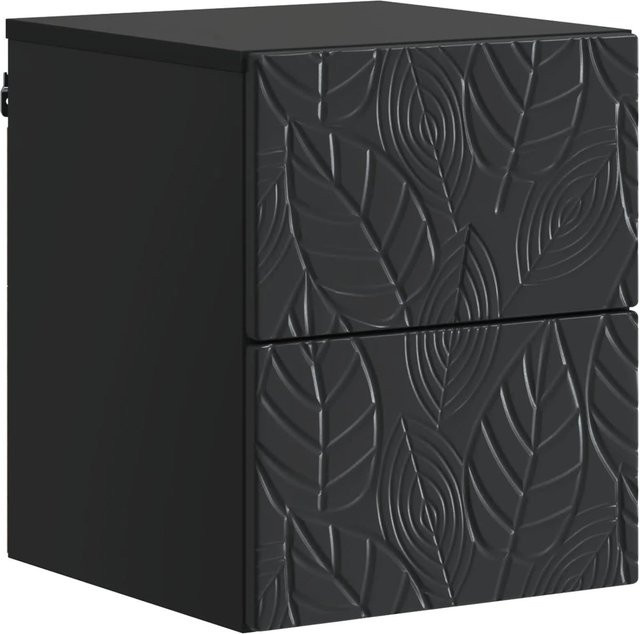 vidaXL Wandmontierter Nachttisch in Schwarz, modern und matt, B/T/H: 34,5 x 33 x 40 cm - Bild 1