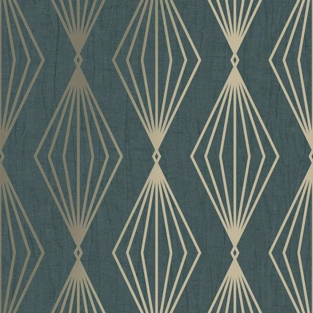 Boutique Vliestapete Marquise Geo Emerald in Petrol Grün mit geometrischem Muster, B: 0,52 m, L: 10,05 m - Bild 1