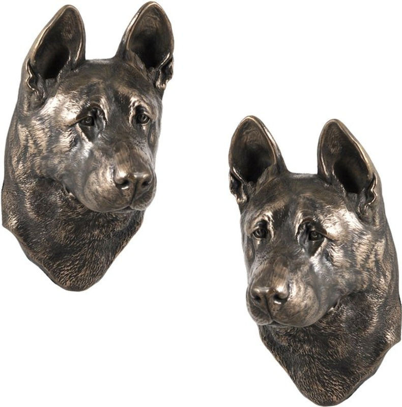 Art-Dog Wanddeko Schäferhund und Deutscher Schäferhund Büste zum Aufhängen in Braun aus Kunstharz und Metall - Bild 1