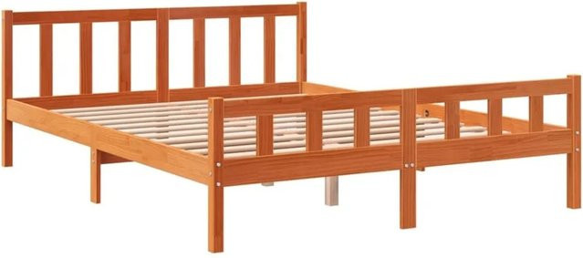 vidaXL Massivholzbett aus Kiefernholz in Wachsbraun ohne Matratze B/T/H: 150 x 200 x 155,5 cm - Bild 1