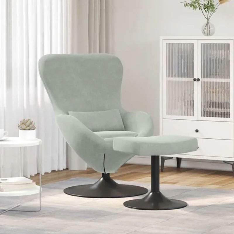 2er-Set vidaxl Eiersessel aus Samt in Grau, moderne Loungesessel, B/T/H: 63 x 73 x 90 cm - Bild 1